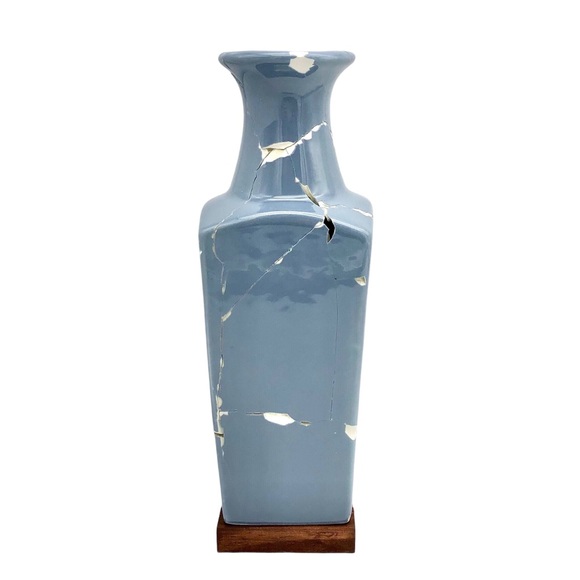 Kintsugi Vase 10” Hand Painted Floral Gold Crack Art Growth Gift Coming Soon! - Picture 4 of 9